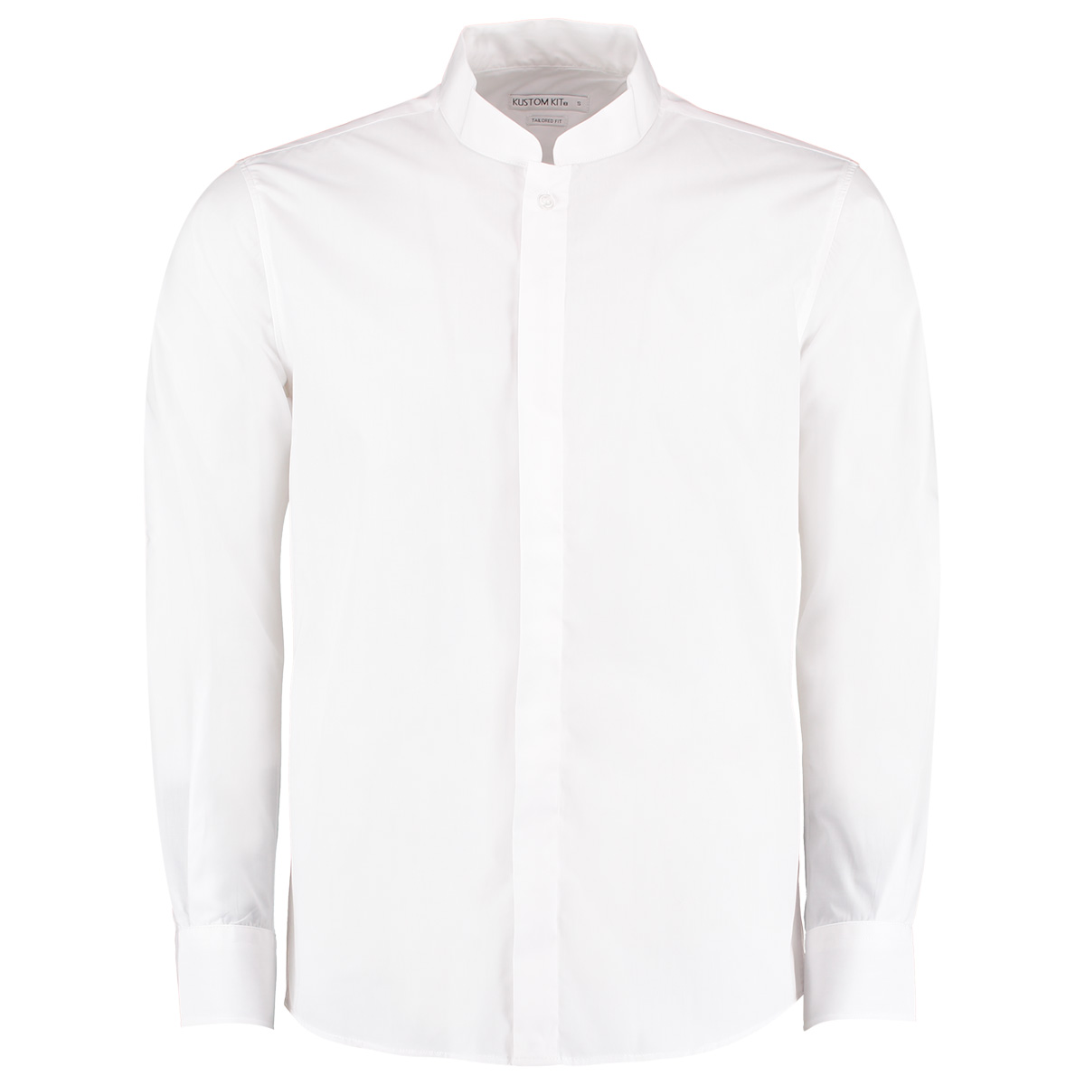 KUSTOM KIT Men's Mandarin Collar Long Sleeved Fitted Shirt 
